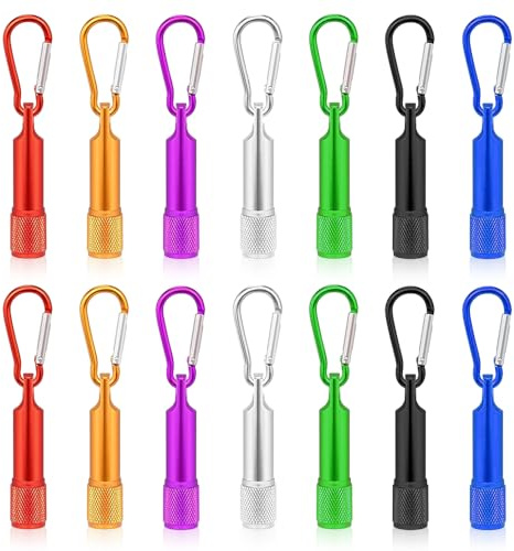 yotutun Mini LED Taschenlampe, 14 Stück Taschenlampe Kinder mit Schlüsselanhänger, Tragbare Mini Taschenlampen, Kleine Farbige Aluminium Handlampe für Camping Radfahren Wandern Notfälle