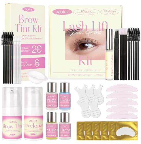 CALAILIS Wimpernlifting Set und Augenbrauenfarbe Set, 2-in-1 Lash Lifting und Brow Tint Kit für Natürlichen Look und Langanhaltendes Ergebnis, Geeignet für Salon und Hause Verwenden, Braun