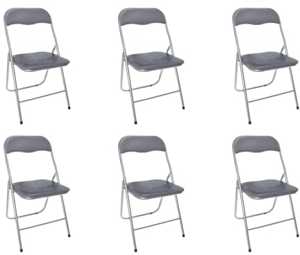 NORDIQ - Pack 6 Sillas Plegables - Silla Plegable - Sillas Comedor y Cocina - Ligeras y Resistentes - Diseño Cómodo para Interior y Exterior - Silla Plegable Acolchada - Grises