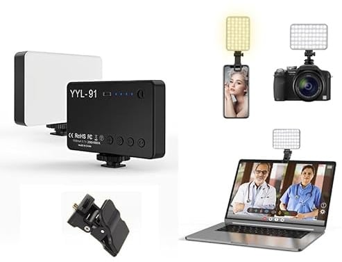 Luce video a LED bicolore da 2000 mAh con Softbox - 2500K-6000K + luce ricaricabile per fotocamera CRI95, 3 supporti per slitta fredda per DSLR/GoPro/Sony/Canon/iPhone, riprese Vlog TikTok Live e