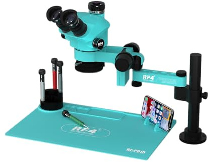 Microscopio trinoculare stereo con base articolata a rotazione 360° per saldatura telefoni e riparazione PCB, termocamera C39 4K (7050PR0-F019-Insieme 2K)