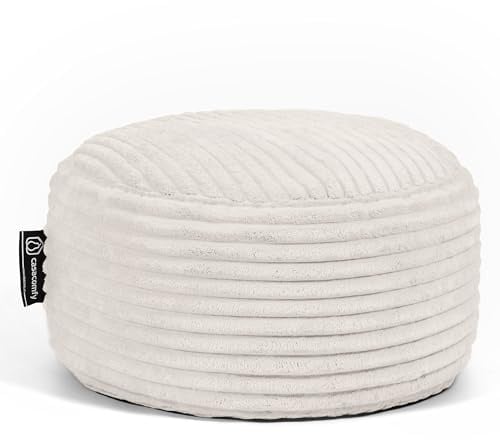 Casacomfy Poeffie, Poef/Hocker, Groß Rund, Crème, Cord, 60 cm