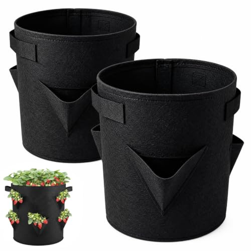 2Pcs Strawberry Grow Bag,Grow Bags for Tomatoes Strawberry Planters Outdoor | Tomato Grows Bags Uk Tomato Pots for Growing Tomatoes, Strawberrys Pots and Planters Vegetables Fruits