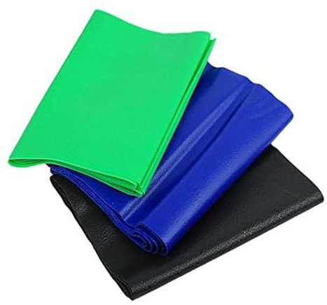 CanDo Trainingsband LATEXFREI / Widerstandsband / Gymnastikband - 3er PACK - grün/blau/schwarz (medium/schwer/sehr schwer) - jeweils 1,5 m Länge