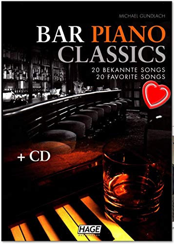 Bar Piano Classics - 20 bekannte Songs - leicht bis mittelschwer arrangiert - Notenbuch von Michael Gundlach mit CD und bunter herzförmiger Notenklammer - EH3749 9783866261297