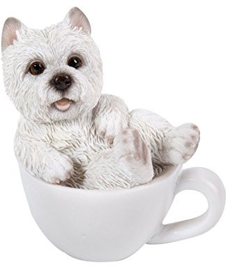 Pacific Giftware West Highland Terrier Figur in Tasse mini 7,5 cm - Hunde Welpe Baby Dekofigur Geschenk für Hundebesitzer