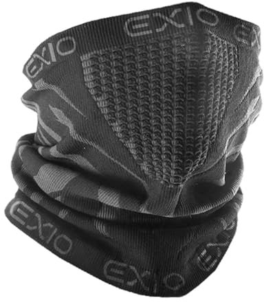 EXIO Winter Nackenwärmer Gamasche/Sturmhaube, winddichte Gesichtsmaske für Ski, Snowboard - Schwarz -