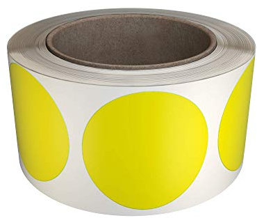 Rouleaux D’Étiquettes Autocollantes Rondes Environ 5cm (50mm) 1 Rouleau Paquet De 600 Stickers Jaunes Par Royal Green