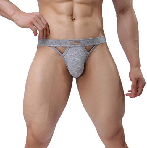 Brave Person Jock Straps for Mens Thong Underwear Cotton Stretch Sport Jockstrap Athletic Supporters, Gray, L