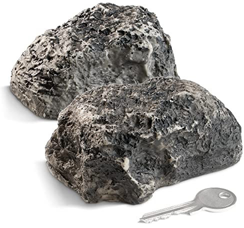 COM-FOUR® 2x Piedra Clave big mountain - Piedra de imitación con Compartimento Secreto - Roca Artificial para geocaching - Escondite de Llaves con Aspecto de Piedra - Maniquí de Piedra
