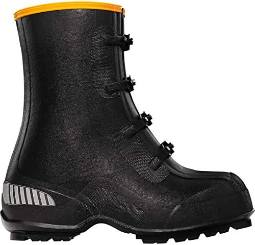 LaCrosse Men’s 12” ATS Overshoe - Work Boot Covers with 4-Buckle Design, Tear Resistant Rubber, and High-Traction Outsole, Black - 13