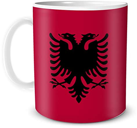 TRIOSK Teebecher mit Flagge Albanien Länder Flaggen Geschenk Tassen Reise Souvenir Albania für reiselustige Frauen Männer Weltenbummler