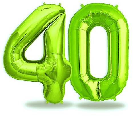 FUNXGO® folienballon zahl 40 Grün - Riesenzahl Ballon ca.100 cm - Luftballon Zahl 40 - fliegt mit Helium - zum 40. Geburtstag, Hochzeit, Jubiläum, Fest, Party Dekoration - Ballon 40 Grün
