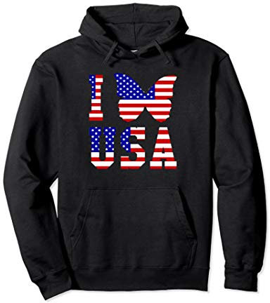 I Love USA Butterfly USA Flagge Pullover Hoodie