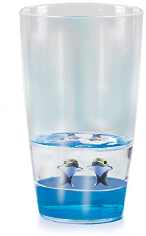 Floatarama Tumbler - Dauphin de Deluxebase. Verre pour Enfant en Acrylique avec Figurines d'Animaux Flottants. Gobelet dauphin de 250 ml sans BPA, vaisselle pour enfants et adultes