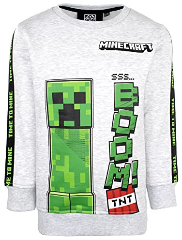 Minecraft - Grau Sweatshirt Geschenke für Jungen Pyjamas - Gaming Merchandise Geburtstag Spiel Tshirt Fanartikel - Alter 7/8