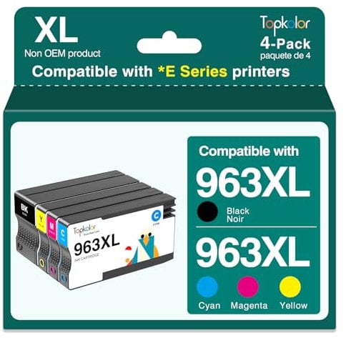 Topkolor 963XL Kompatibel für HP 963 XL Druckerpatronen für HP OfficeJet Pro 9012e 9022e 9010e 9015e 9014e 9010 9012 9020 9014 9018 9019 9022 9020e 9025e 9016e Patronen (Schwarz, Cyan, Magenta, Gelb)