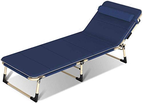 SLRMKK Faltbarer Liegestuhl, Schwere Schwerelosigkeit Liegestuhl, Extra großer Faltbarer Liegestuhl, Faltbarer Gartenliegestuhl, verstellbare Stütze 150 kg-Navy