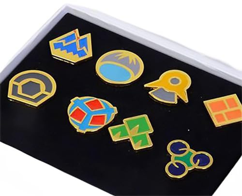 YUANstore Anwendbar für Pocket Monster Generation 1–6 Gym Badge Collection Box, Spielsammlung Set mit 8 Stück, Geschenk für Heranwachsende und Mädchen