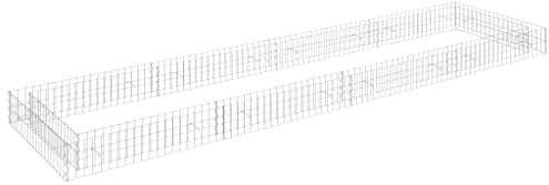 vidaXL Lit Surélevé à Gabion Jardinière à Gabion Patio Terrasse Jardin Extérieur Parterre de Fleurs Plantes Acier Galvanisé 400x100x20 cm