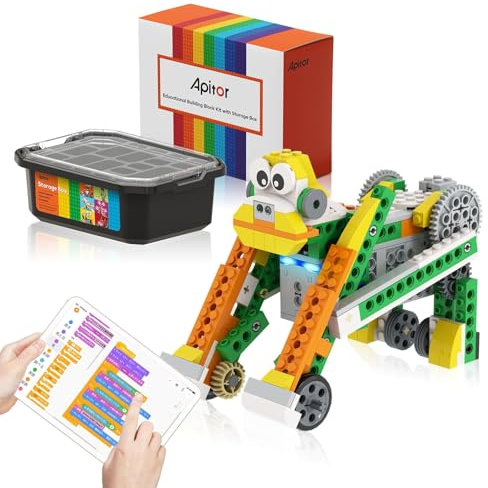Apitor Programmable Robot Building Kit - Includes Large Storage Organizer and Sorting Plate, 20-in-1 Robotics Kit, APP RC, STEM Toys for Kids, Birthday for Boys Girls Aged 6-12