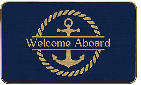 Mingnei Welcome Aboard Doormat Door Mat for Boat Home Room Entrance, Nautical Anchor Floor Mats for House Front Indoor Inside Outdoor Outside Entryway Rug 30 x 17 Welcome Mat
