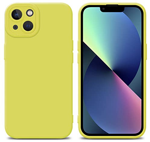 Cadorabo Hülle kompatibel mit Apple iPhone 14 Plus Schutzhülle TPU Silikon Case Liquid Design mit Kameraschutz Slim Kratzfest Weiche Gummi mit Rundumschutz Case Hülle für iPhone 14 Plus in Gelb