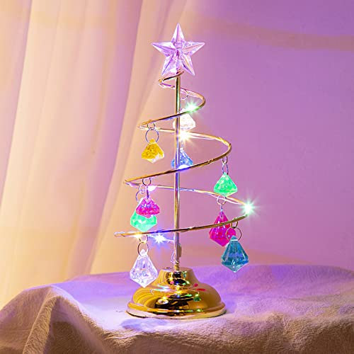 Metall Weihnachtsbaum Mit Beleuchtung Klein, Künstlich Weihnachtsbaum Lichterkette Batterie Ohne Kabe, Weihnachtsbeleuchtung Innen Bunt Spirale Lampe, Weihnachtsdeko Tisch Tischdeko Amerikanisch (S)