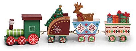 Weihnachts-Holzzug, Bauernhaus, rustikale Kindergeschenkdekorationen, Vintage, handgefertigt, dekoratives Basteln, Typ 10, 4 Abschnitte