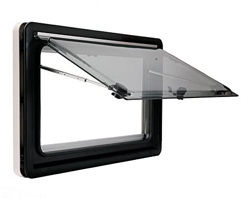 Finestra per camper 450 x 500 mm, con zanzariera e tenda avvolgibile oscurante