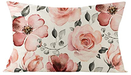 Kissenbezug Frühling 30 x 50 cm, Rechteck Frühling Blumen Dekorativ Kissenhülle, Schön Einseitig aus Leinen Kissenbezug, Frühling Blumen Dekokissen für Sofa Schlafzimmer Wohnzimmer (H, 30x50cm)