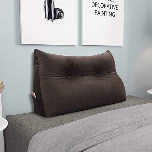BNCKTRD Kopfende Großes Rückenkissen Bequemes Lesekissen und Rückenteil im Bett Rückenlehne Kopfkissen Langes XXL Kissen für Sofa, Couch, Wandkissen Polster Samt Braun 60cm