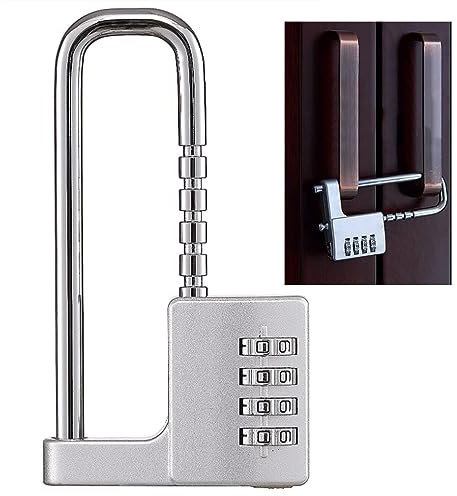 U-förmiges Vorhängeschloss aus Edelstahl, Kombinationscode, lang, verstellbar, Bügelschloss für Outdoor, Schule, Fitnessstudio, Sportspinde, Zäune (Silber)