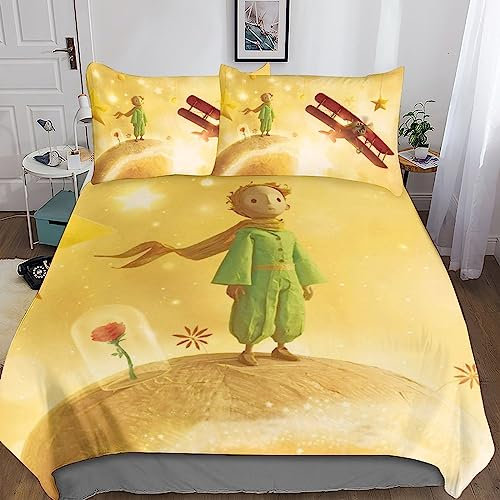 FGAITH Der kleine Prinz Bettwäsche Bettbezug 3D-Druck,Bettwäsche-Set Bettbezüge Mit Kissenbezug ,Kinderbettwäsche Jungen Und Mädchen King(220x240cm)