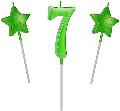 Willcan 2.75in Green Number 7 Birthday Candles, Glitter Green Happy Birthday Cake Cupcake Toppers Decoration and Celebrating for Adults/Kids Party Baking (2.75in Number 7 Green)
