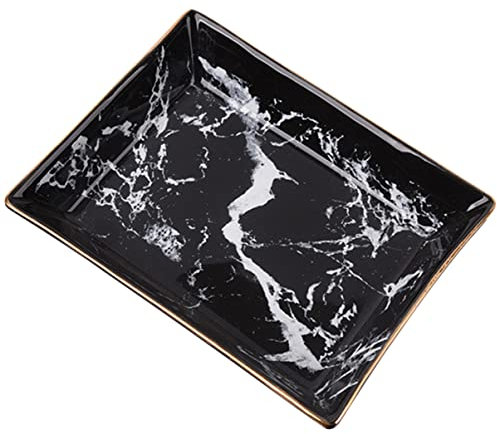 LIFKOME Plateau Céramique Marbré Avec Bord Doré Support Élégant Pour Bijoux Et Rangement De Décorations Pour Maison Boutique Ou Événements Spéciaux