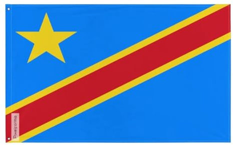 Drapeau république démocratique Congo – Plusieurs Tailles – Polyester Résistant – Usage Intérieur/Extérieur – 2 Œillets en Fer – Pixelforma