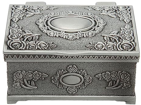 Metall Schmuckkästchen, Vintage Rechteckige Schmuckdose, Kleine Schmuckaufbewahrungsbox, Ohrringe Schmuckbox, Schmuckschatulle Geschnitzt Hochzeit Souvenir Behälter für Ringe, Ohrringe, Halsketten