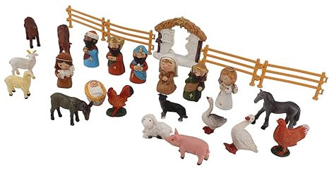 CDQL Weihnachtskrippen-Adventskalender 2023, Weihnachtskrippe aus Kunstharz, Weihnachts-Adventskalender, Weihnachts-Countdown-Kalender mit Krippenspielzeug für Kinder, Jungen,