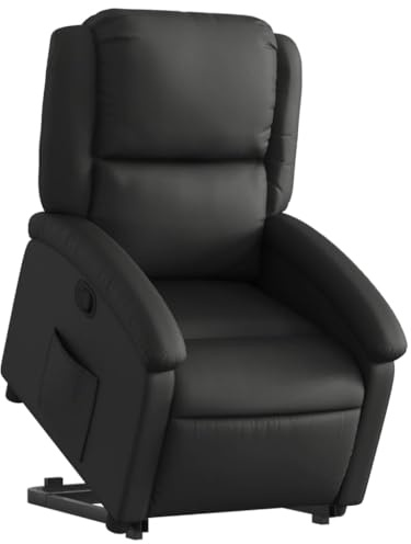 vidaXL Relaxsessel mit Aufstehhilfe Schwarz Echtleder