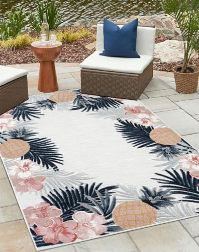 MY-RUG Outdoor Teppich wetterfest 140 x 200 cm, UV beständig & robust für Garten Terrasse, Balkon Küche & Wohnzimmer, kurzflor waschbarer Wohnzimmerteppich, Heather