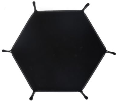 Wisafory Dice Boards Leather Velvet Dice Plate Hexagonal Cube Tray Cube Tray Cube Holder Foldable Dice Boards Storage Box for D&D, RPG, Board Game, Table Top Black