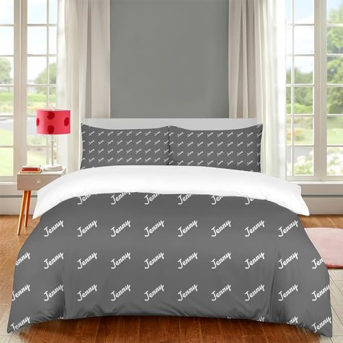 Bbflyper Personalisierte Bettwäsche mit Namen Bettbezug Individuell Selbst Gestalten Bedrucken mit Eigenem Name Text Personalisierte Größe Geschenk für alle Jahreszeiten,Freunde,Geburtstag
