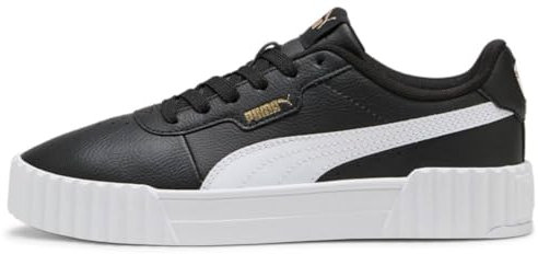 PUMA Damen Carina 3.0 Sneaker, Black White Gold, 37.5 EU