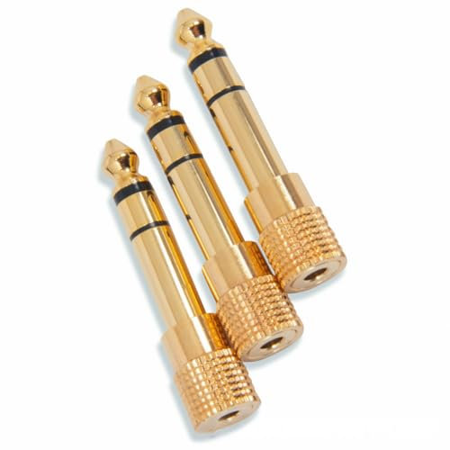 315 Supplies Universal 6.35mm (1/4) to 3.5mm (1/8) Stereo Audio Jack Adapter (3 Pack) | Headphone Jack Adapter for Headphones, Amplifiers, Guitars, Electric Pianos