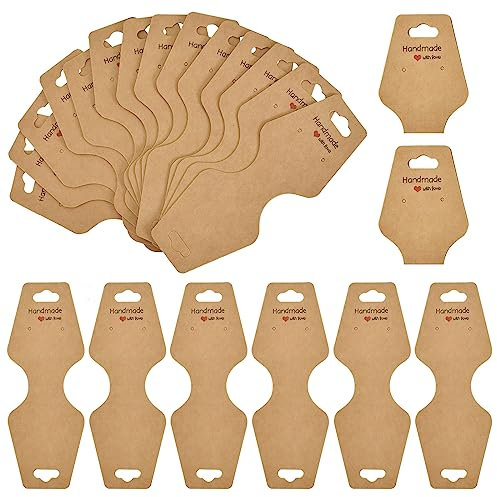 Cartes de Présentation de Bijoux,100 PCS Marron Carton D'affichage de Colliers, Kraft Bijoux Affichage Support, Emballage Bijoux,Collier Affichage Cartes Papier,pour Colliers, Bijoux