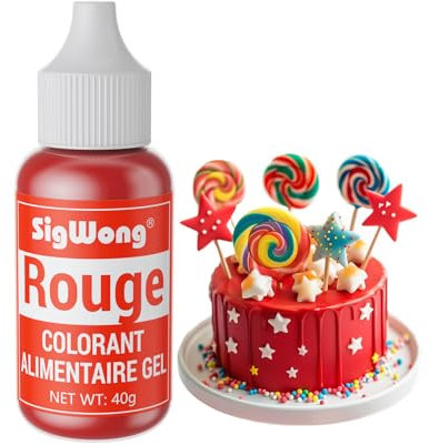 Colorant Alimentaire Gel, 40g Colorant Alimentaire Concentré pour GâTeaux, Cuisson, DéCoration, Comestible Inodore Peinture Alimentaire pour Slime, Fondant, Biscuits, Sans Goût-Rouge