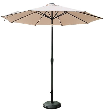 LMXRYPD Parasol de Jardin Exterieur à Lumière Solaire, Parasol Plage avec Poignée Réglable, Parasol Balcon de 8,8 Pieds, pour Cour, Jardin, Plage(Milky)