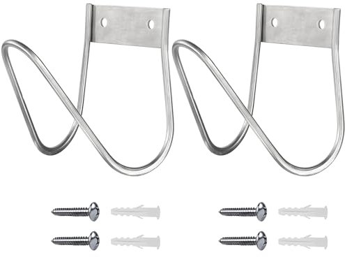 Gancio per tubo da giardino, piccolo supporto da parete in acciaio inox, organizer per tubi con viti, supporto per tubo, montaggio a parete, gancio, supporto per tubo da giardino (2)