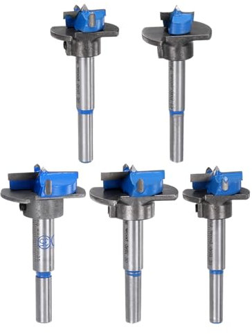 QUARKZMAN Ensemble de 5 Mèches Forstner 20mm (3/4) Carbure Ajuster Profondeur Mèches Forstner Tige Ronde Scie Trépan Ouvreur de Trou avec une Clé pour Perçage Du Bois
